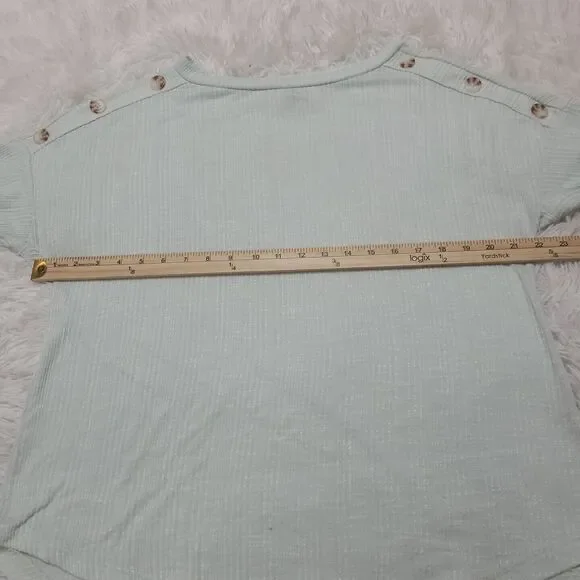 French Laundry Knit Top Womens Size 1XL Blue White Stripe Button Details - Picture 7 of 8